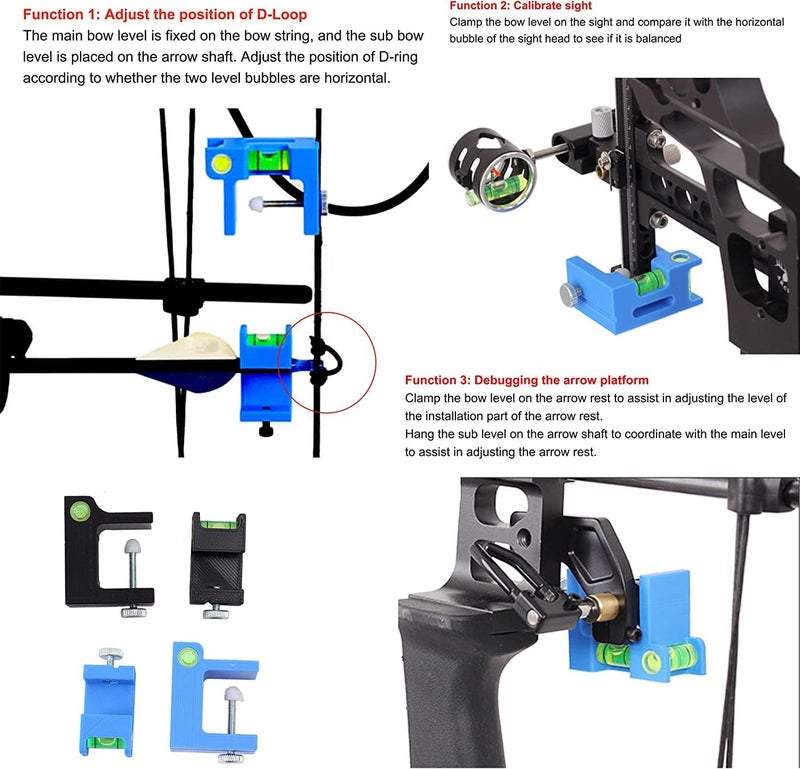 SOPOGER Archery Level Multifunctional Bow Level Tuning Tools for Rest and Sight Tunning, 3D Printing Bow String Bubble Level Bow Leveling Kit for Compound Bows - Image 2